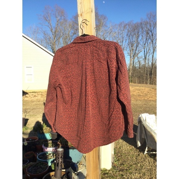 Current/Elliott womens button up shirt size 2 medium red geometric print Lyocell - Picture 7 of 11